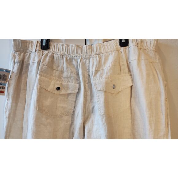 NWT JM Collection Womens 20w Ivory pants 100% Linen Wide Leg Lagenlook Capri - Picture 8 of 16